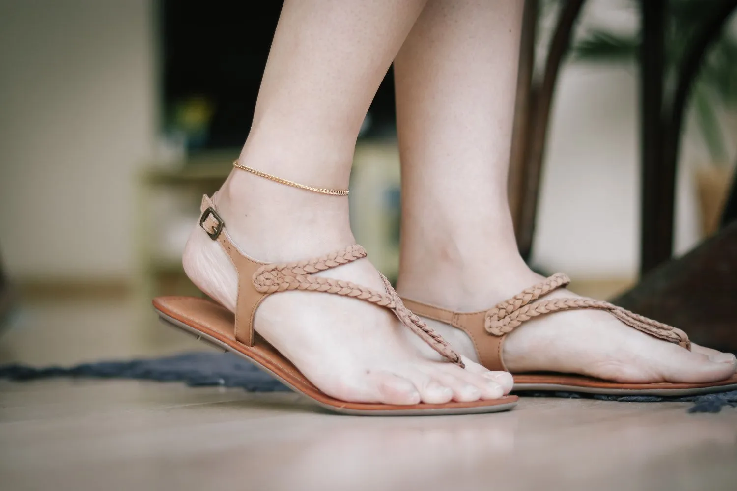 Gold tone chain anklet, ankle bracelet, gift for her