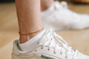 Gold tone chain anklet for men, minimalist mens ankle bracelet