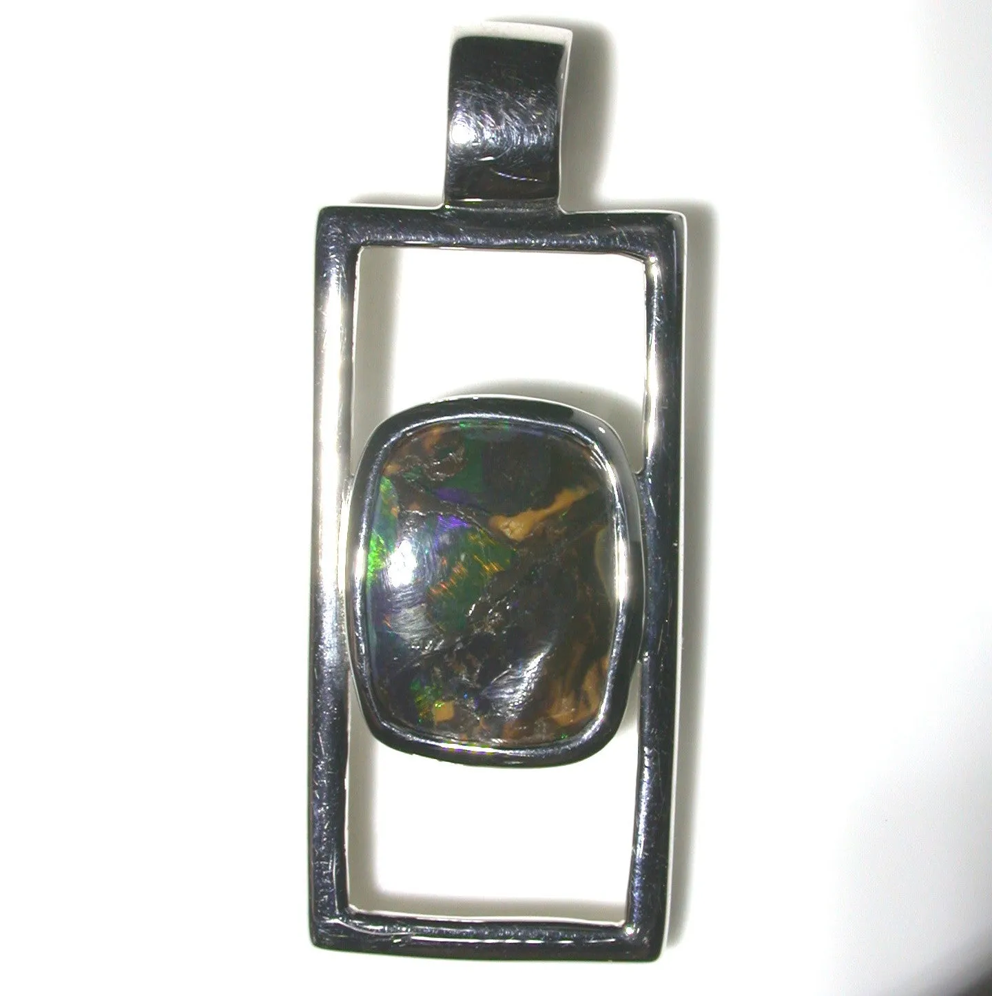Green solid boulder matrix opal pendant