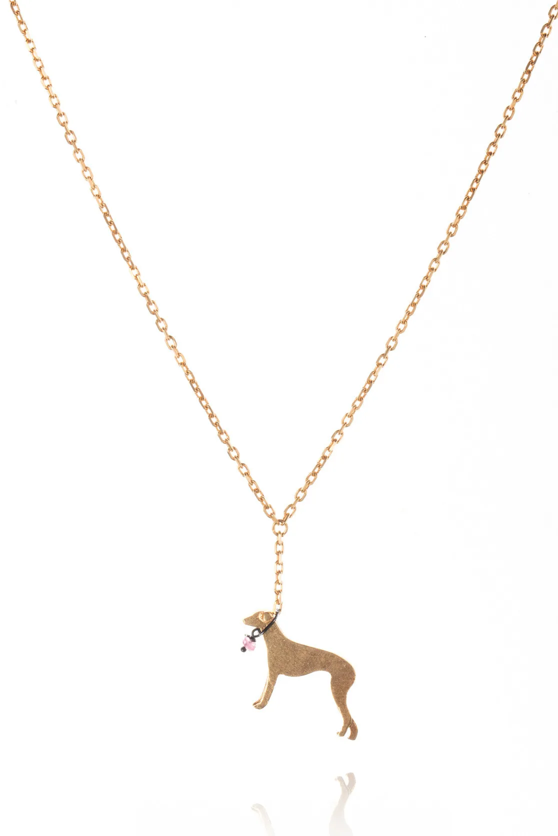 Greyhound Necklace in silver, gold plate or black