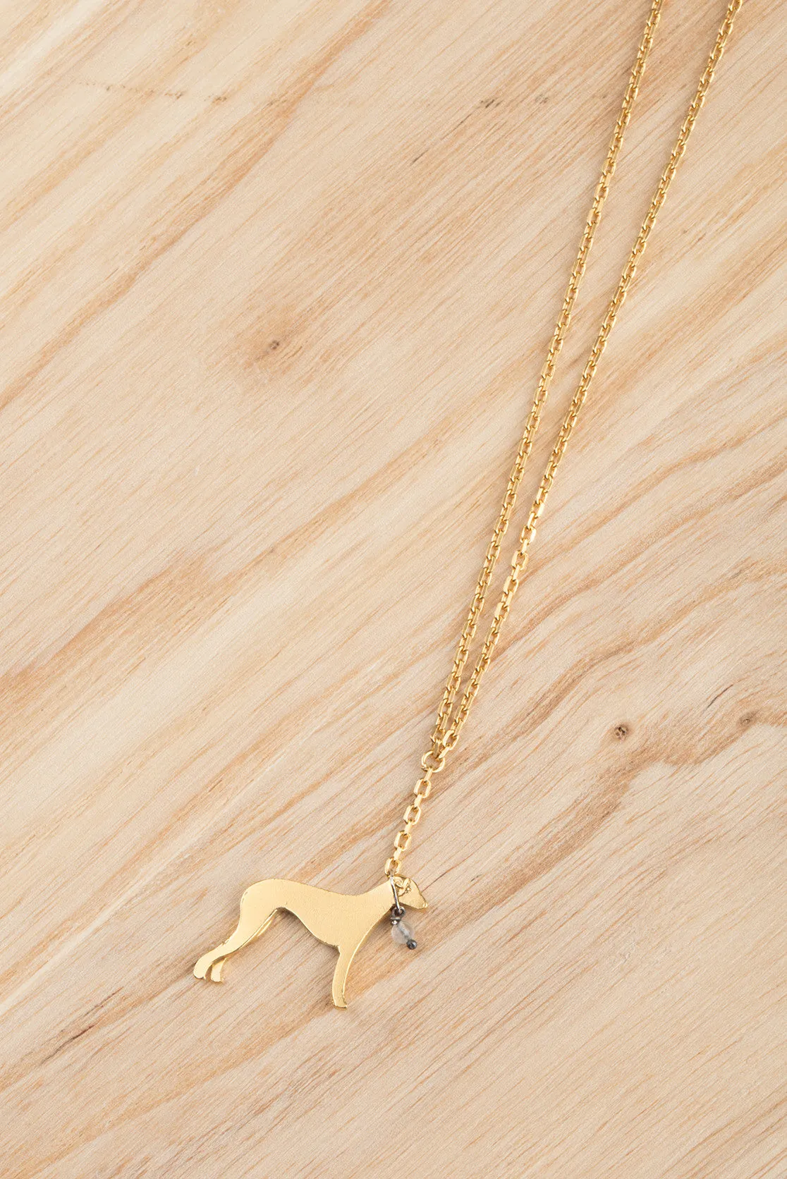 Greyhound Necklace in silver, gold plate or black