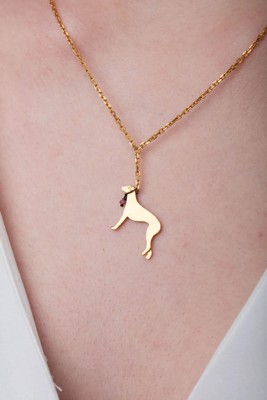 Greyhound Necklace in silver, gold plate or black