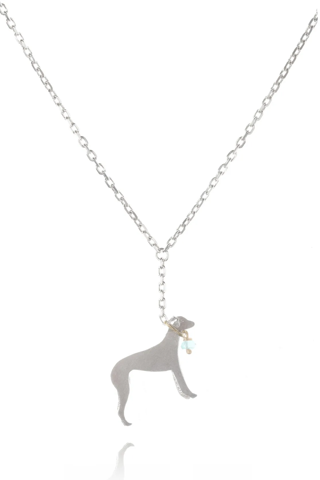 Greyhound Necklace in silver, gold plate or black