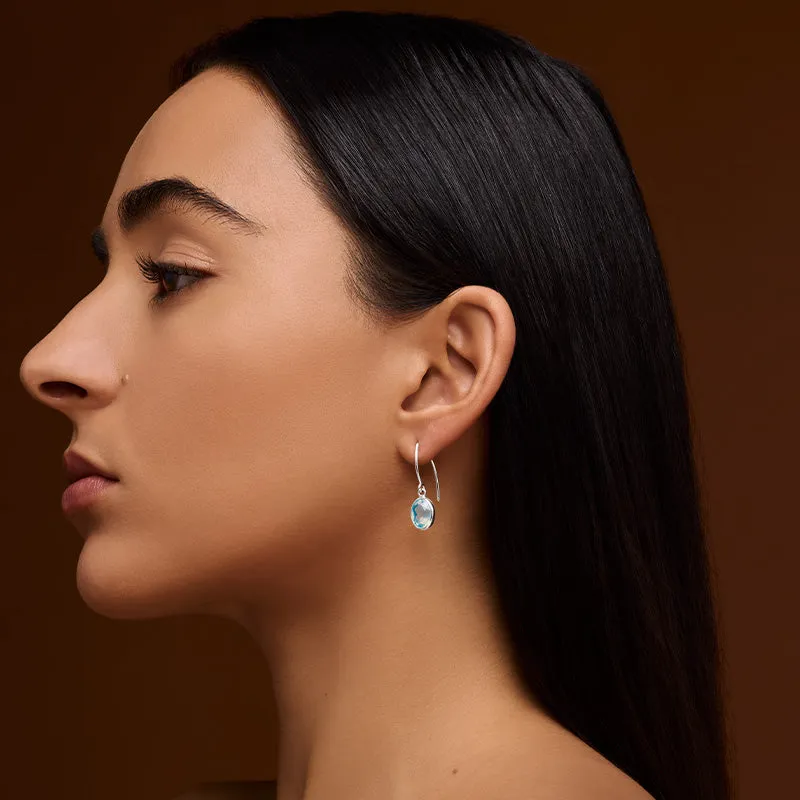 Ida Earring, Blue Topaz, Silver