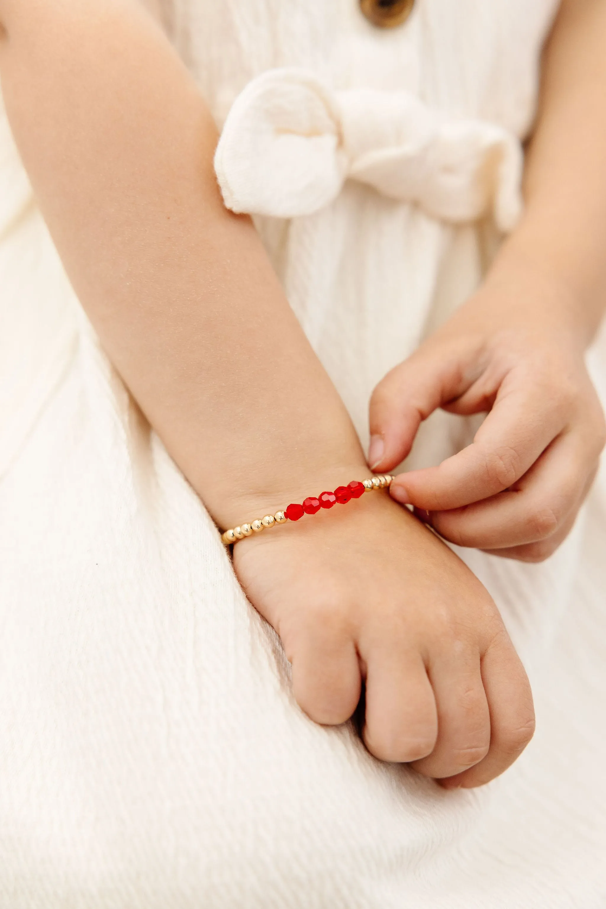 July Birthstone Mom   Mini Bracelet Set (3MM   4MM Beads)