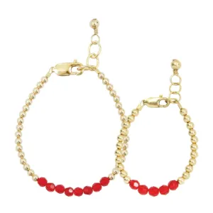 July Birthstone Mom   Mini Bracelet Set (3MM   4MM Beads)