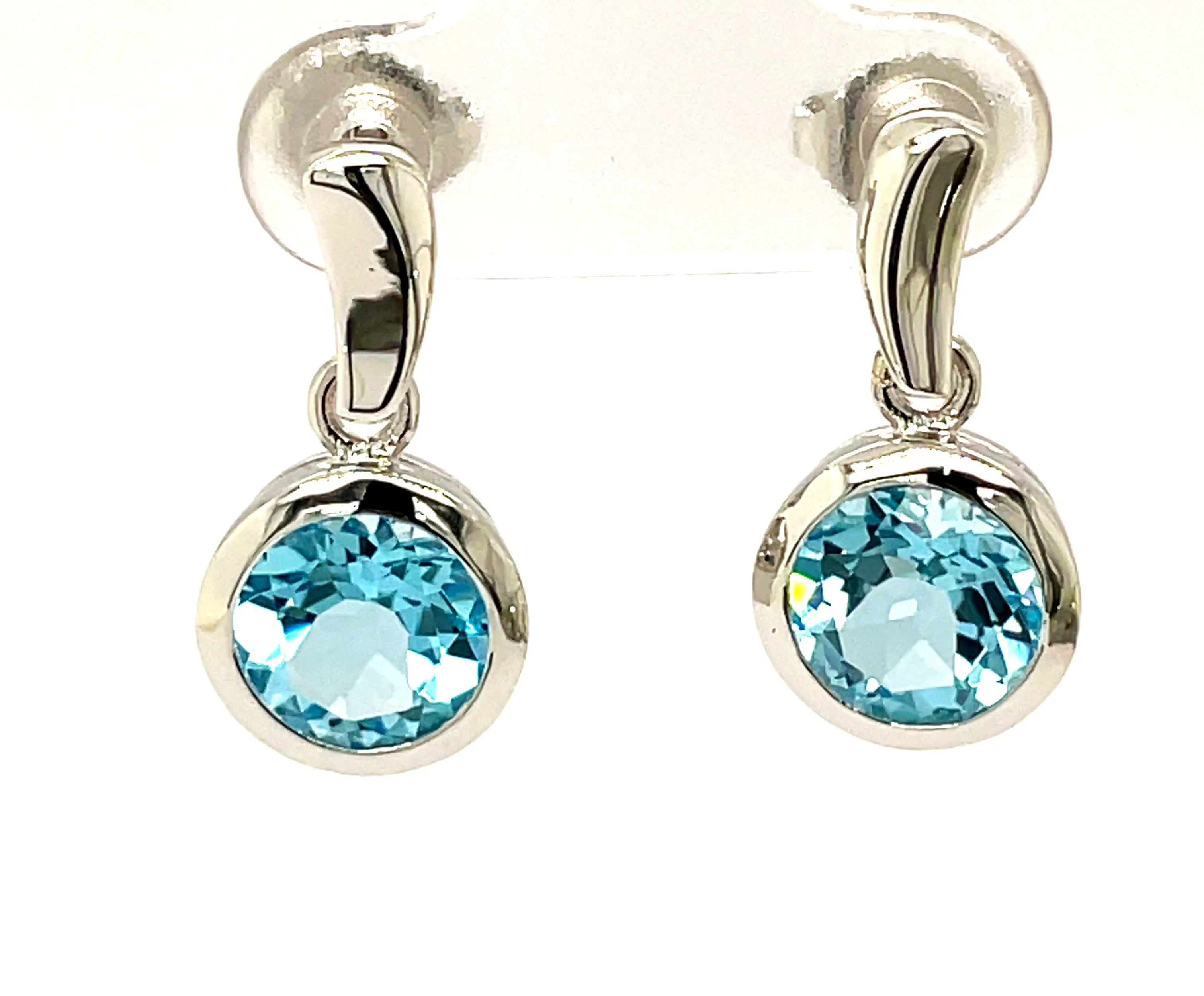 Kaleidoscope Round Blue Topaz Swinging Drop Earrings