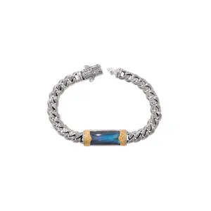 Konstantino Mens Sterling Silver and 18K Yellow Gold Labradorite Bracelet