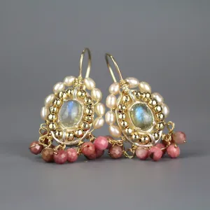 Labradorite Pearls Cherkes earrings