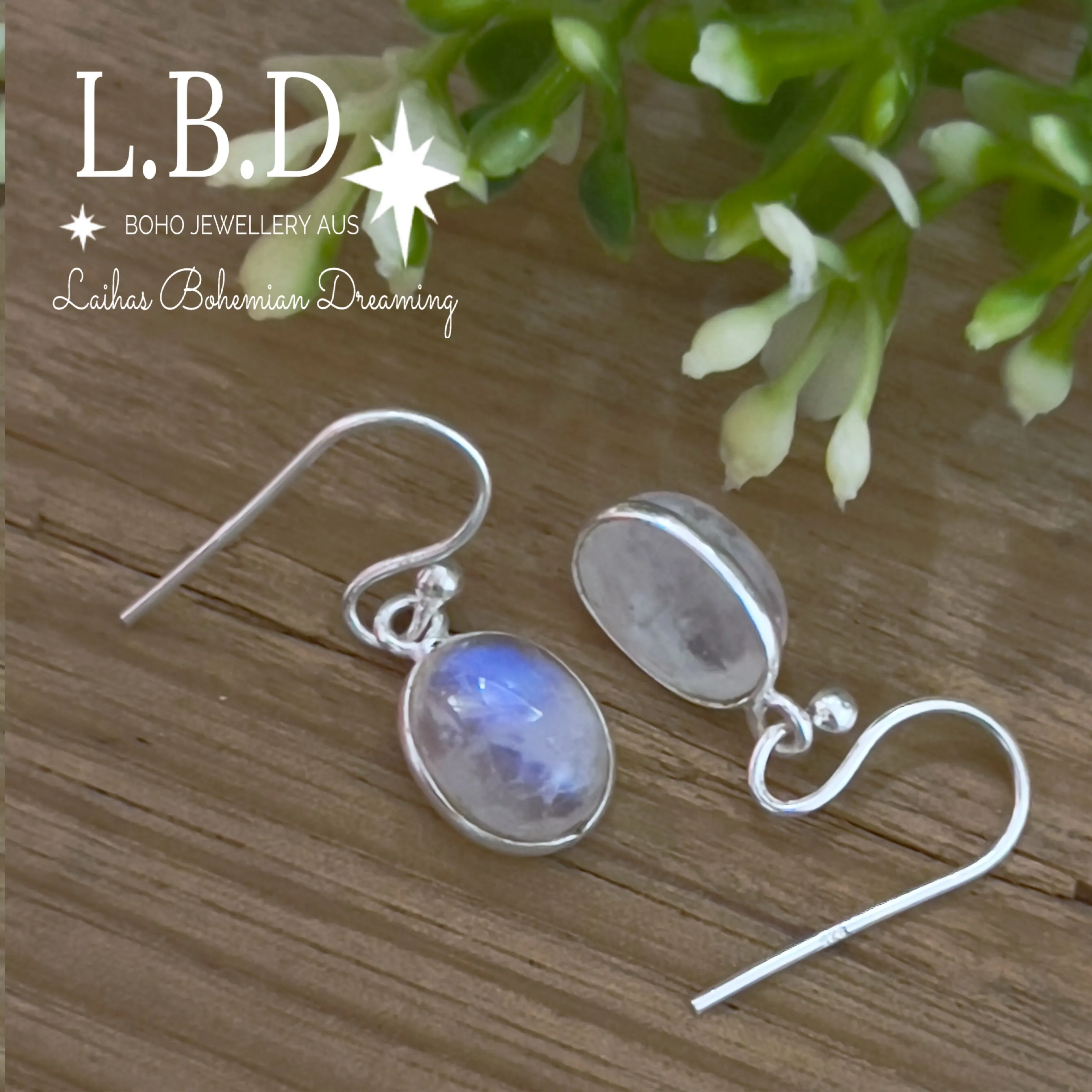 Laihas Petite Oval Moonstone Earrings