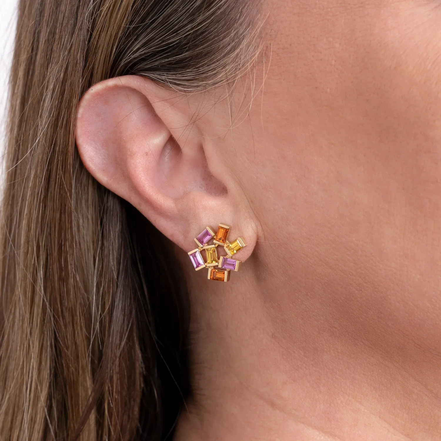 Large Jubilation Studs: Blue Topaz