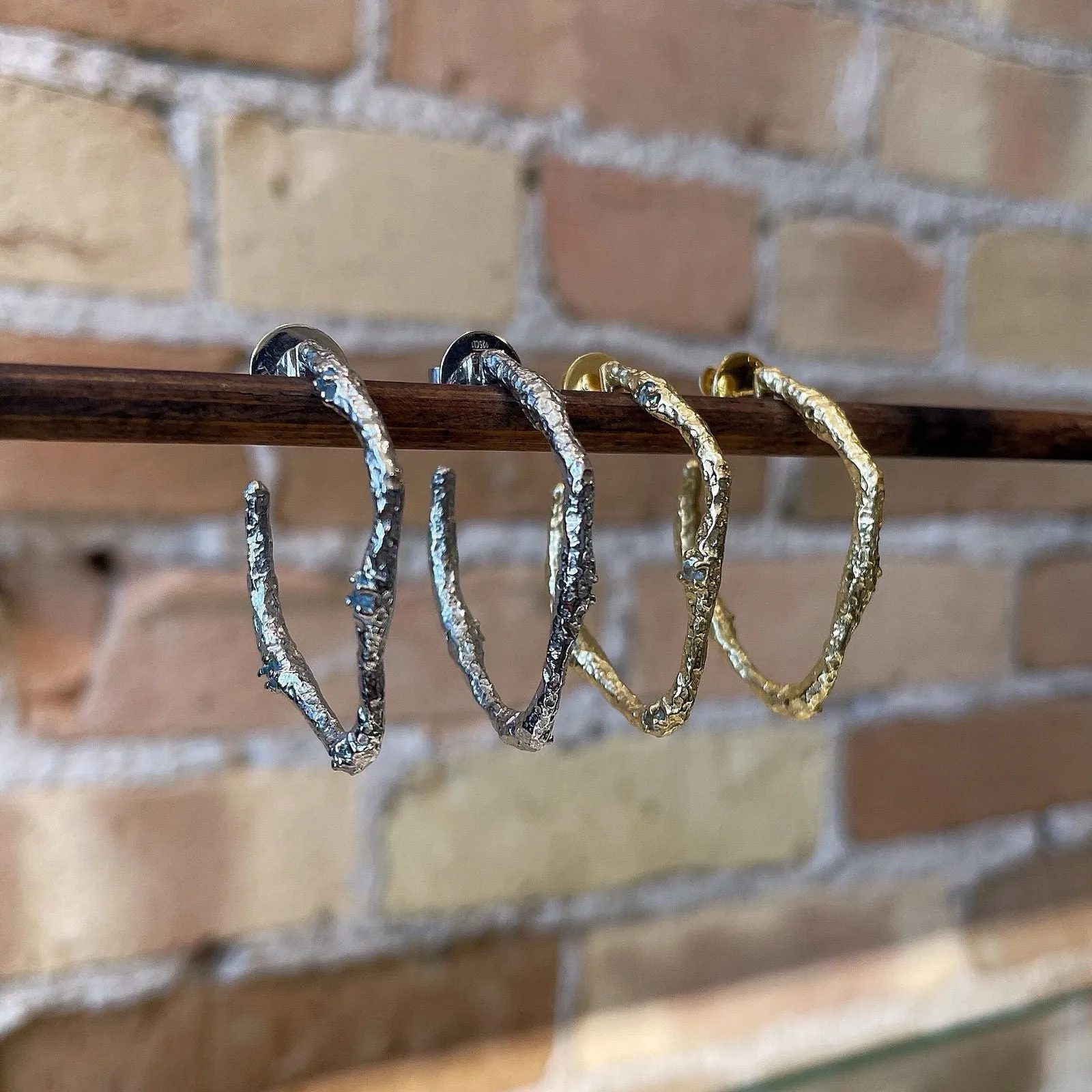 “Lava” Blue Topaz Hoops
