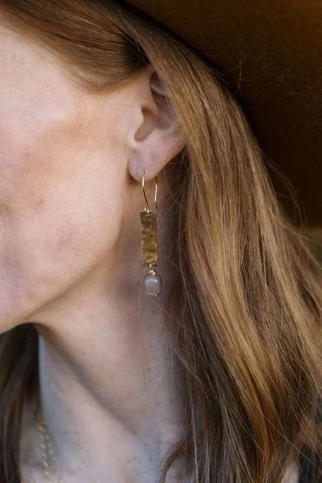 Lennox Moonstone Stick Dangles, Chocolate Moonstone Earrings, Gift for Her