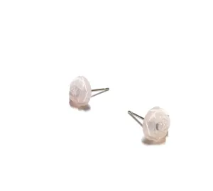 Light Pink Opal Floral Rose Stud Earrings