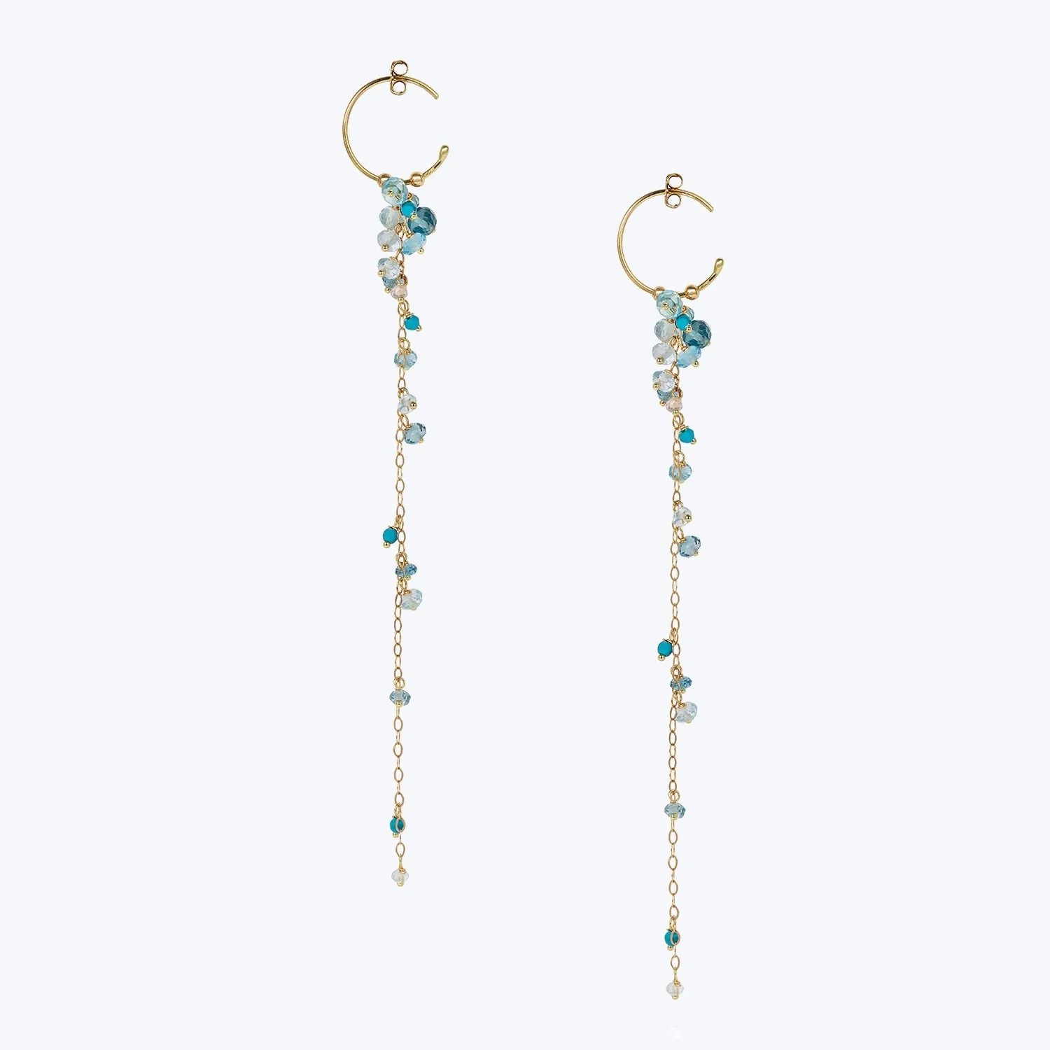 London Blue Topaz and Turquoise Hoops