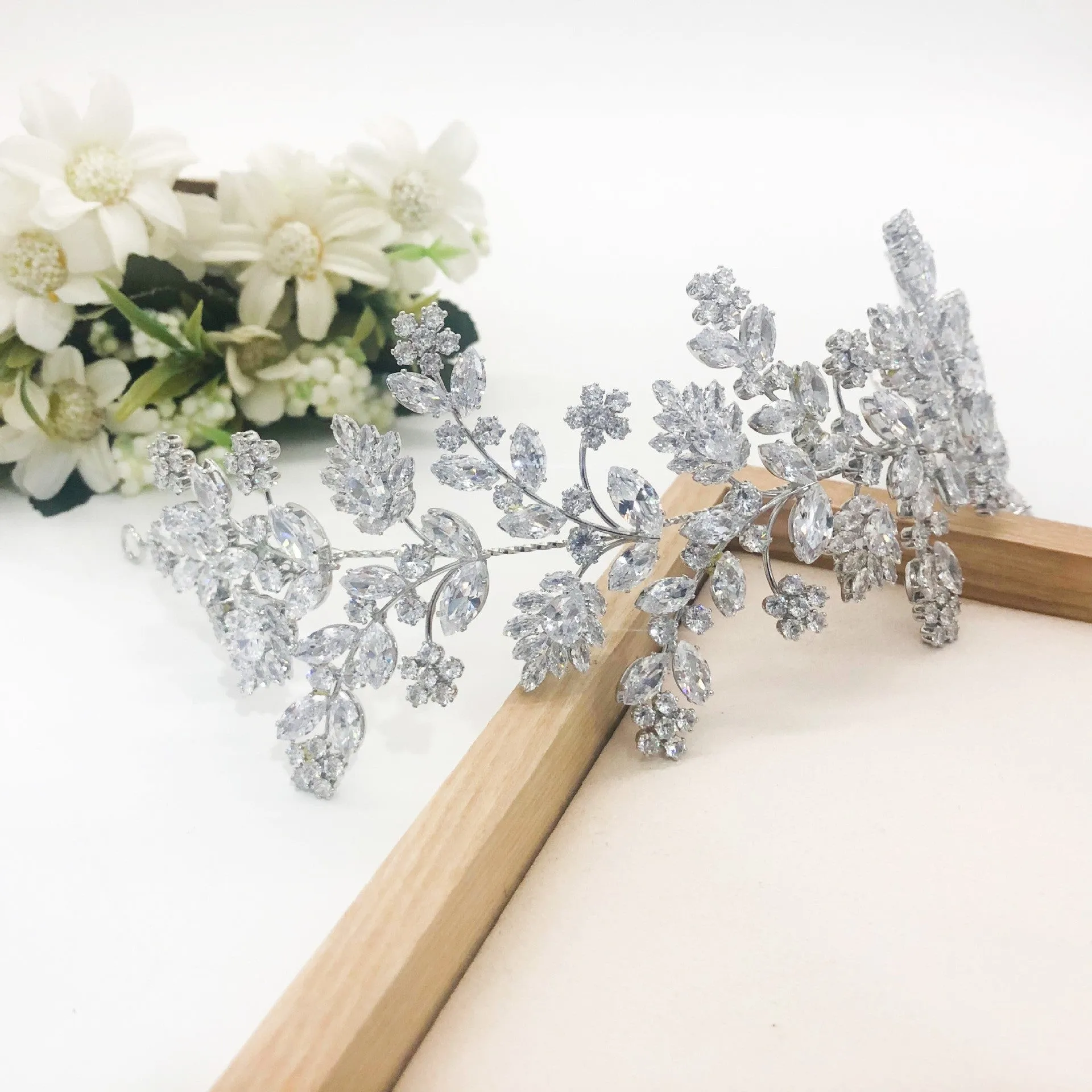 Luxury Bridal Gold/Silver Hair Zircon Wreath (GS0099) - Wholesale