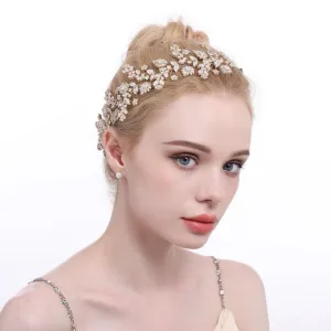 Luxury Bridal Gold/Silver Hair Zircon Wreath (GS0099) - Wholesale