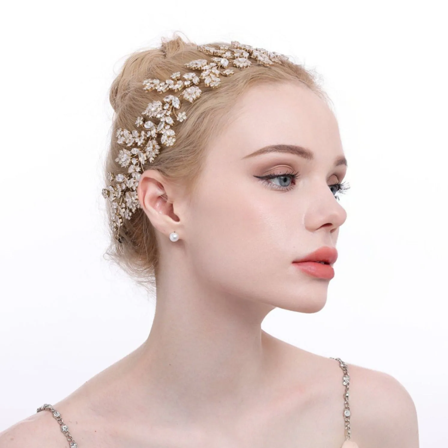 Luxury Bridal Gold/Silver Hair Zircon Wreath (GS0099) - Wholesale