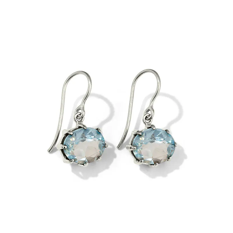 Marie Earring, Blue Topaz, Silver
