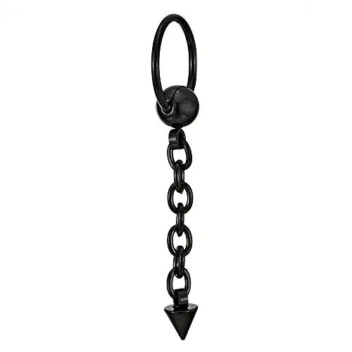 Mens Womens Stainless Steel Spike Chain Huggie Hinged Hoop Earrings Drop Dangle, 2 pcs