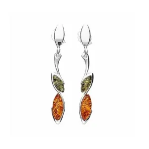 MILENA earrings Silver and Multicolor Amber Elegant