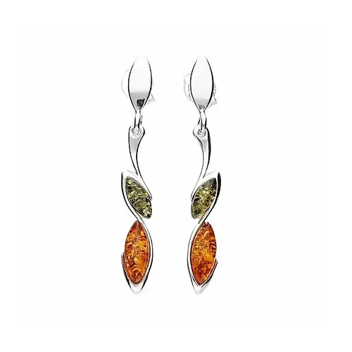 MILENA earrings Silver and Multicolor Amber Elegant