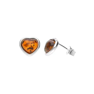 MILENA Stud Earrings Silver and Baltic Amber Heart