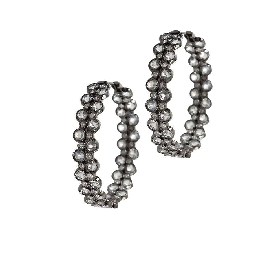 Moonstone and Diamond Hoop Earrings