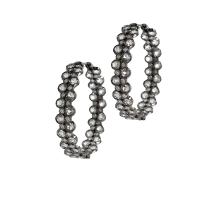 Moonstone and Diamond Hoop Earrings