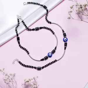 Mystic Charms 925 Sterling Silver Rhodium-Plated Evil Eye Anklet