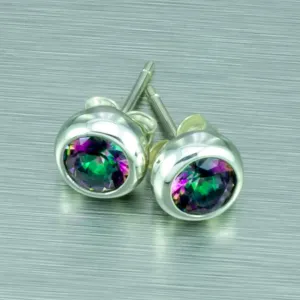 Mystic Topaz Stud Earrings. 92.5% Sterling Silver.