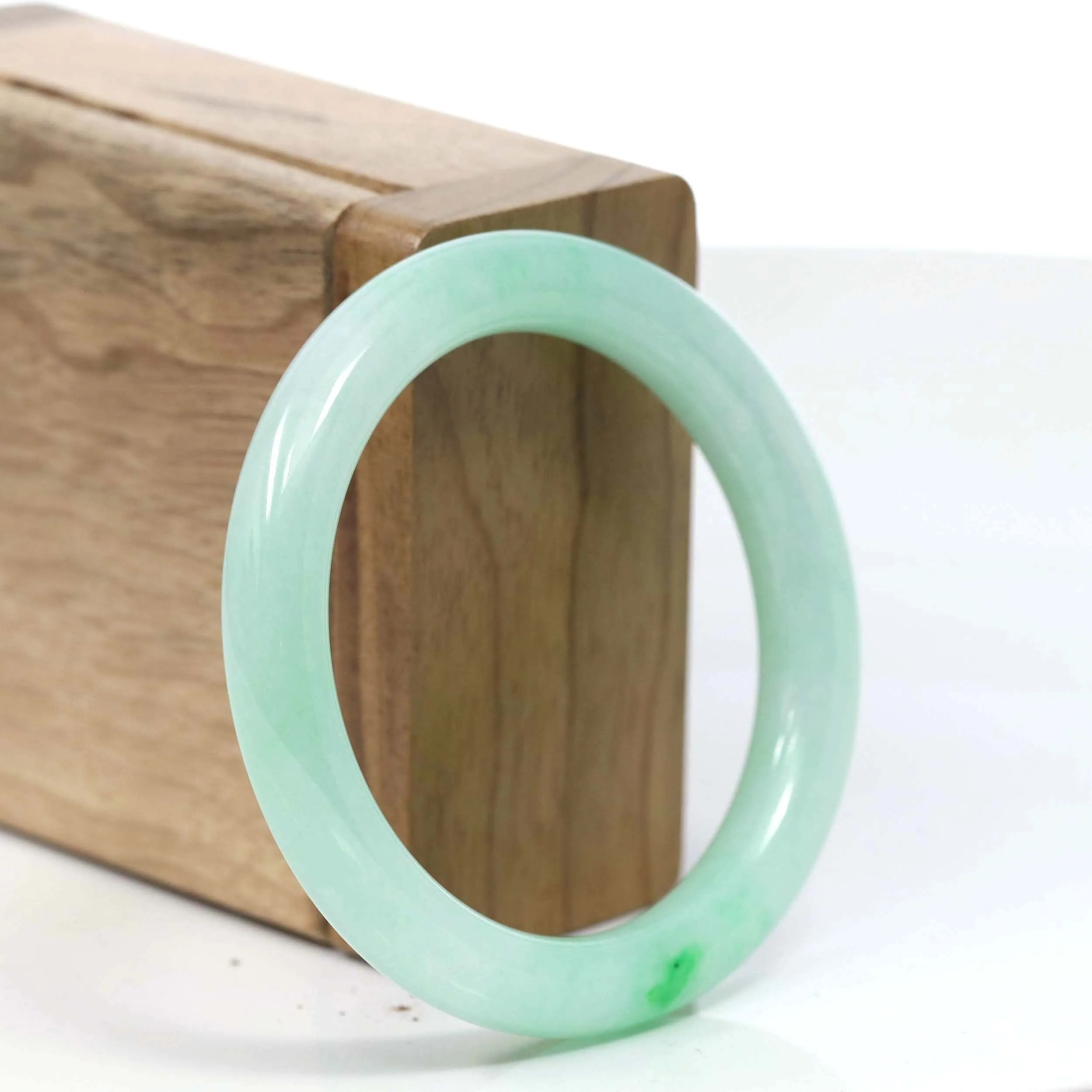 Natural Burmese Apple Green Jadeite Jade Bangle Bracelet (51.70mm) #T046