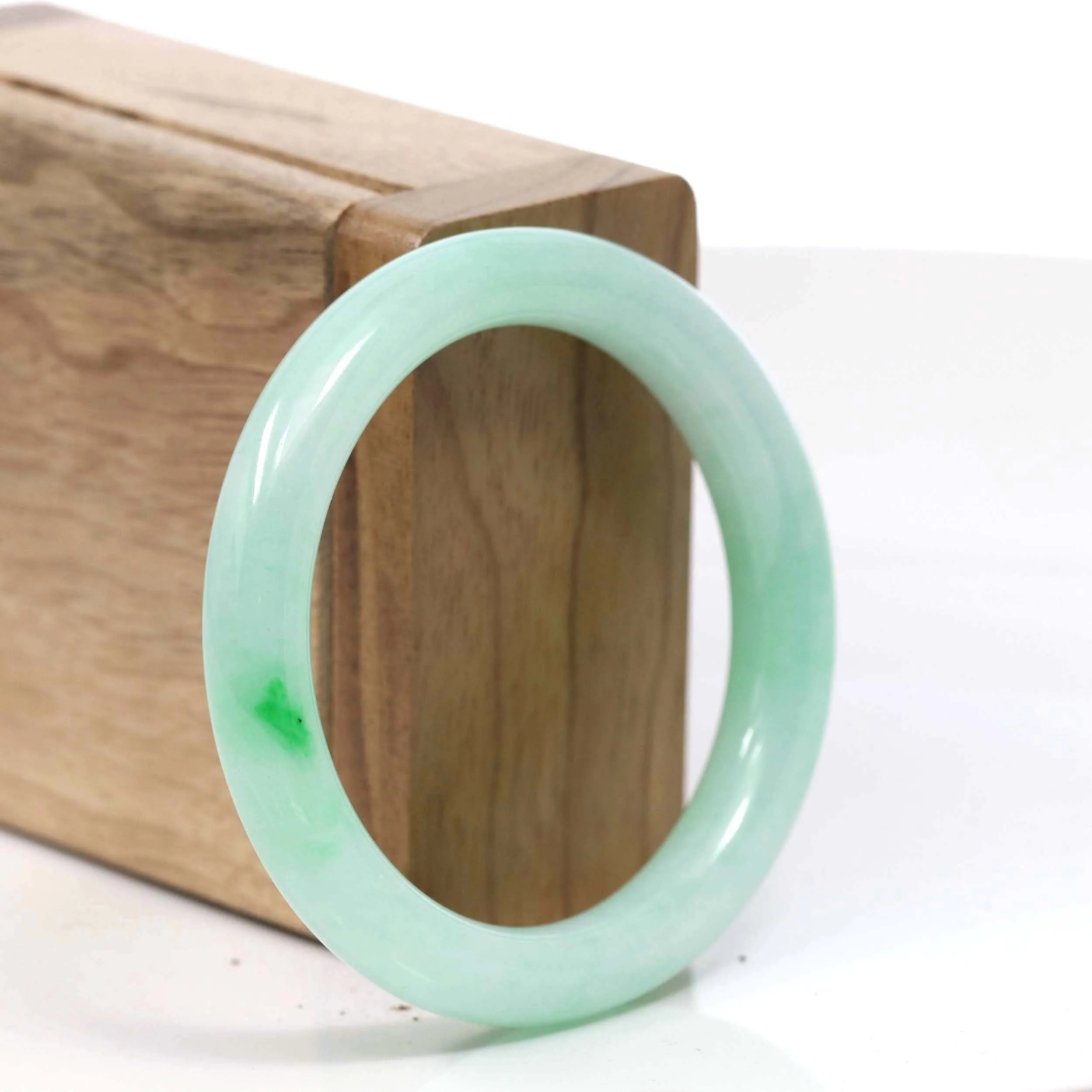 Natural Burmese Apple Green Jadeite Jade Bangle Bracelet (51.70mm) #T046