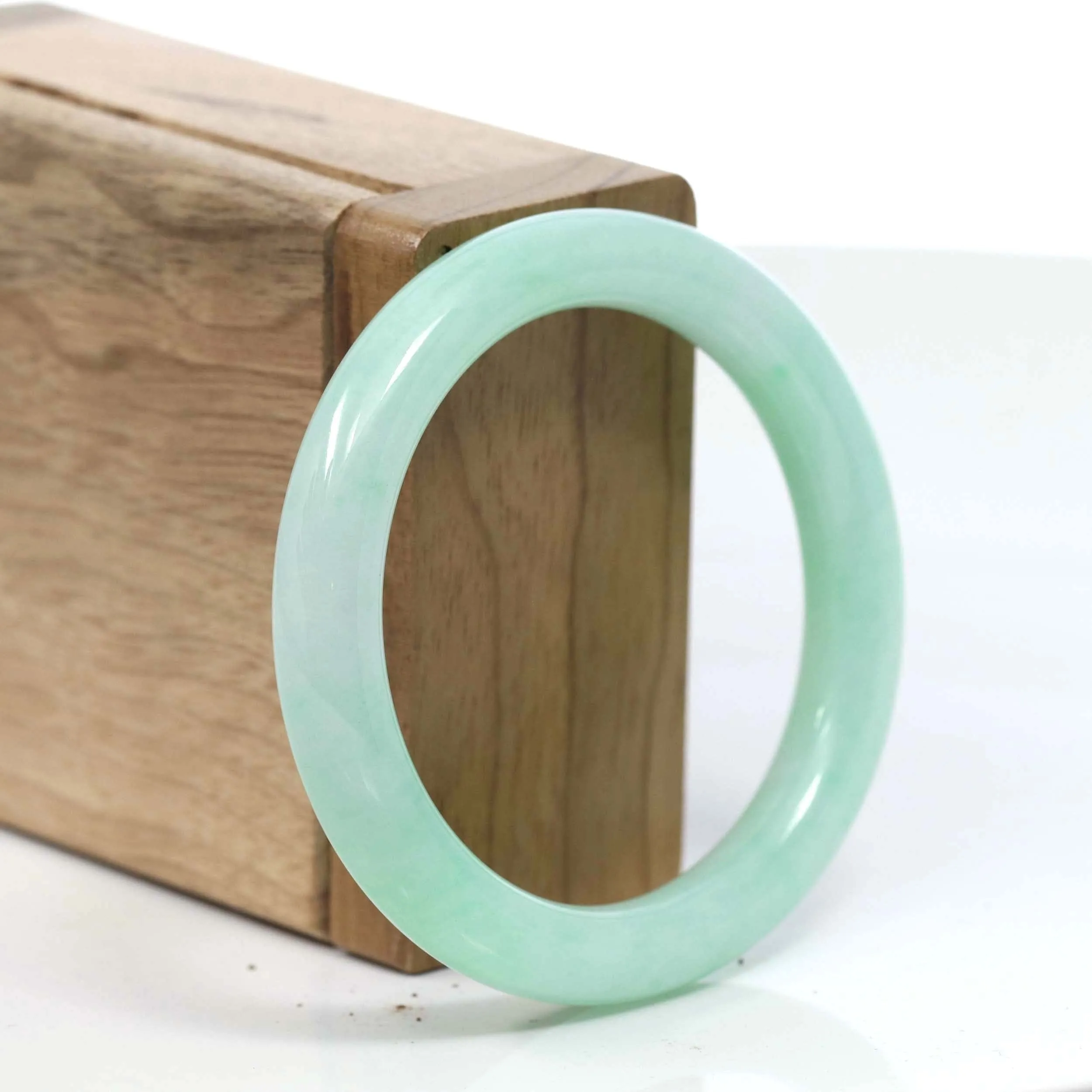 Natural Burmese Apple Green Jadeite Jade Bangle Bracelet (51.70mm) #T046
