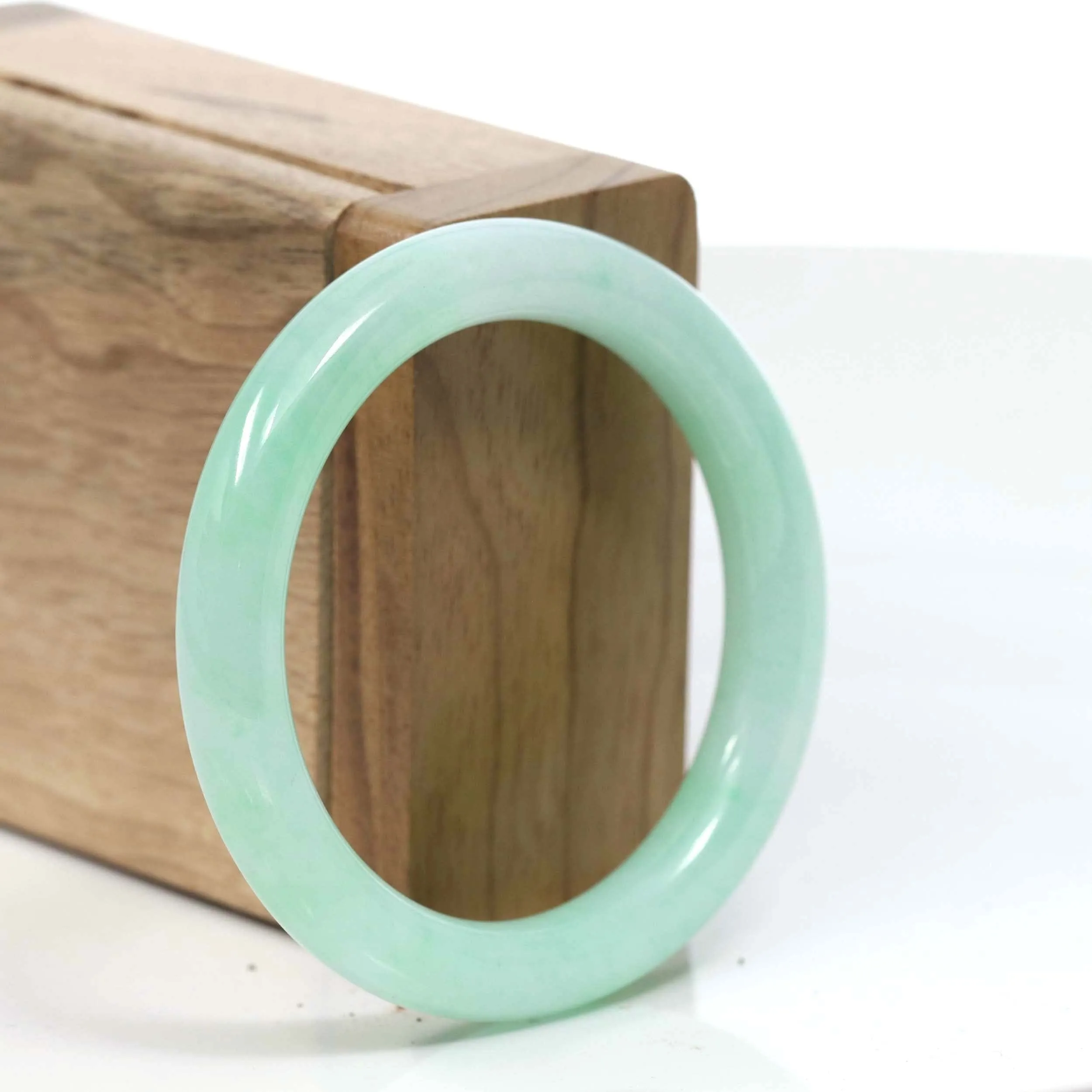 Natural Burmese Apple Green Jadeite Jade Bangle Bracelet (51.70mm) #T046
