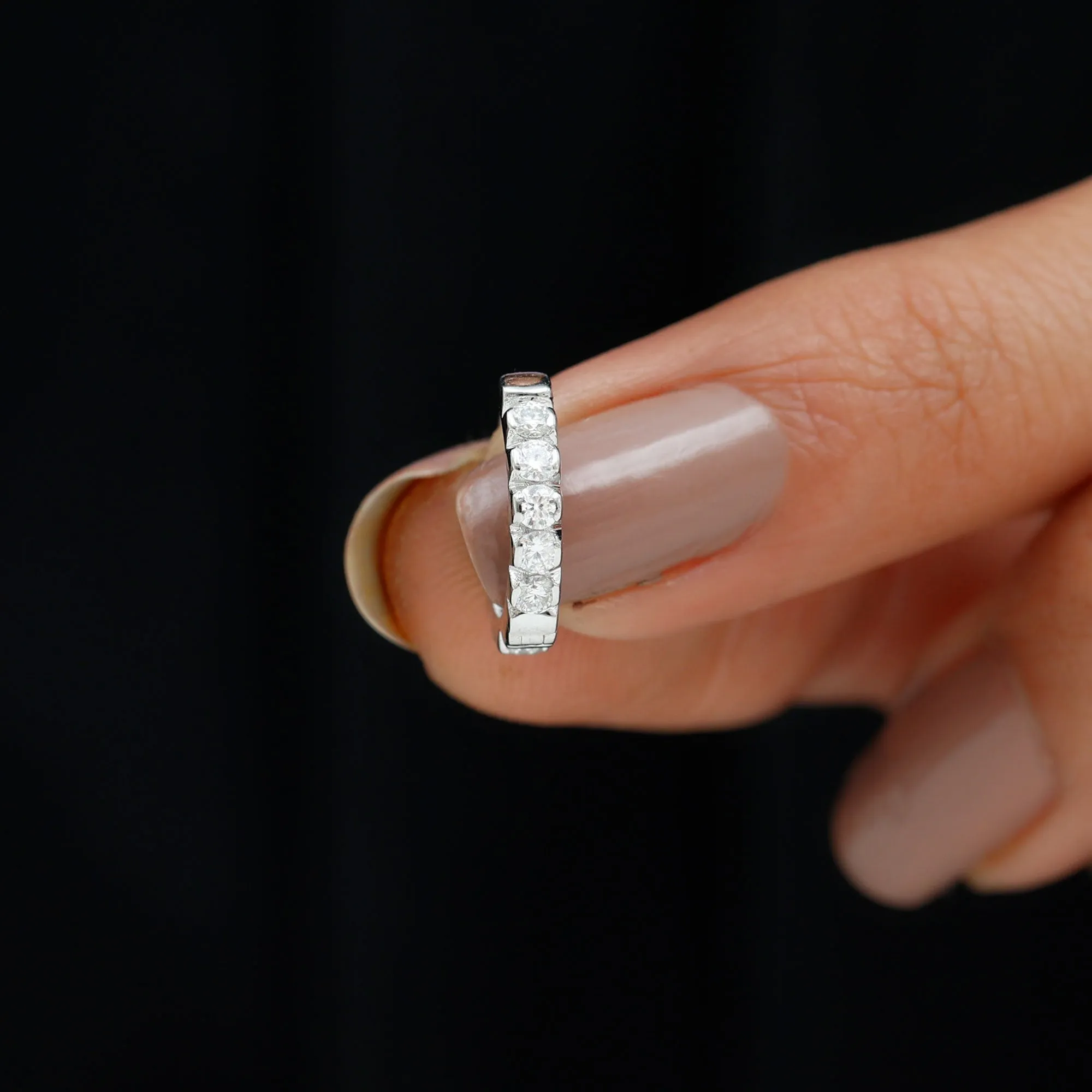 Natural Diamond Helix Huggie Hoop Earring