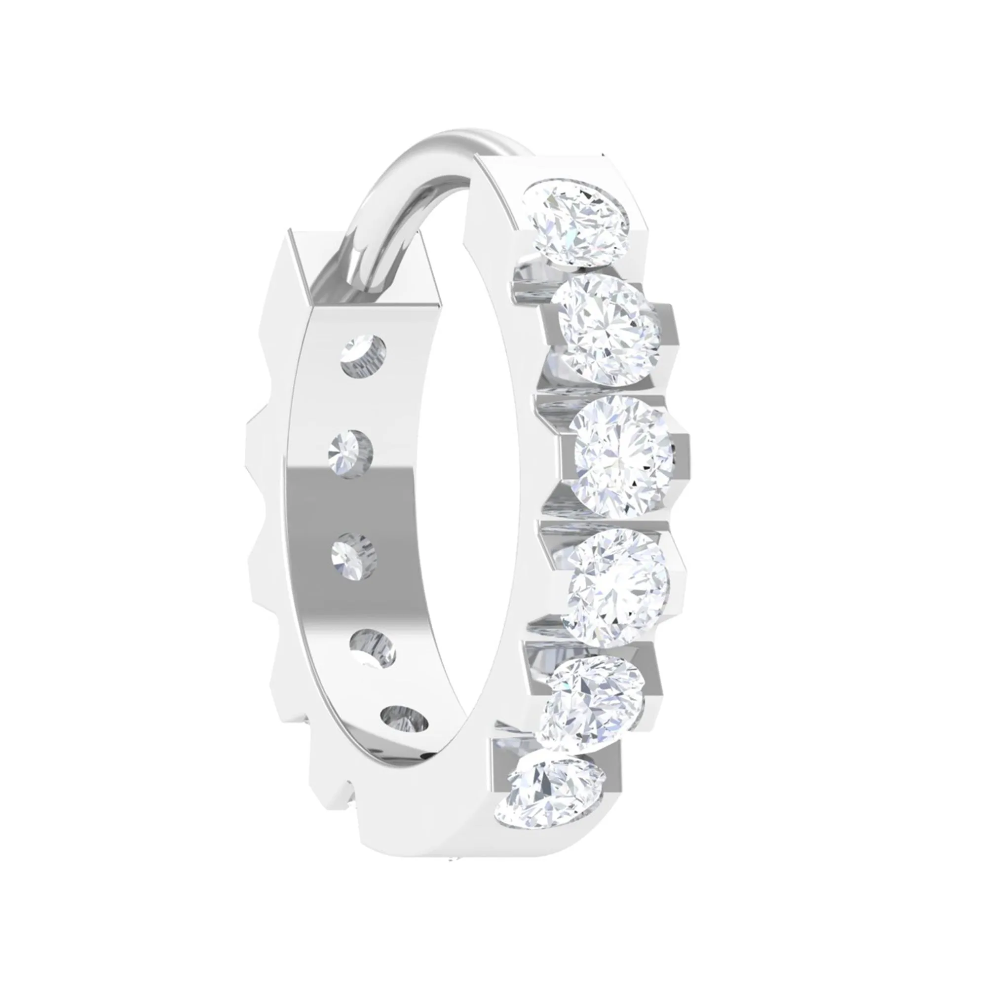 Natural Diamond Helix Huggie Hoop Earring