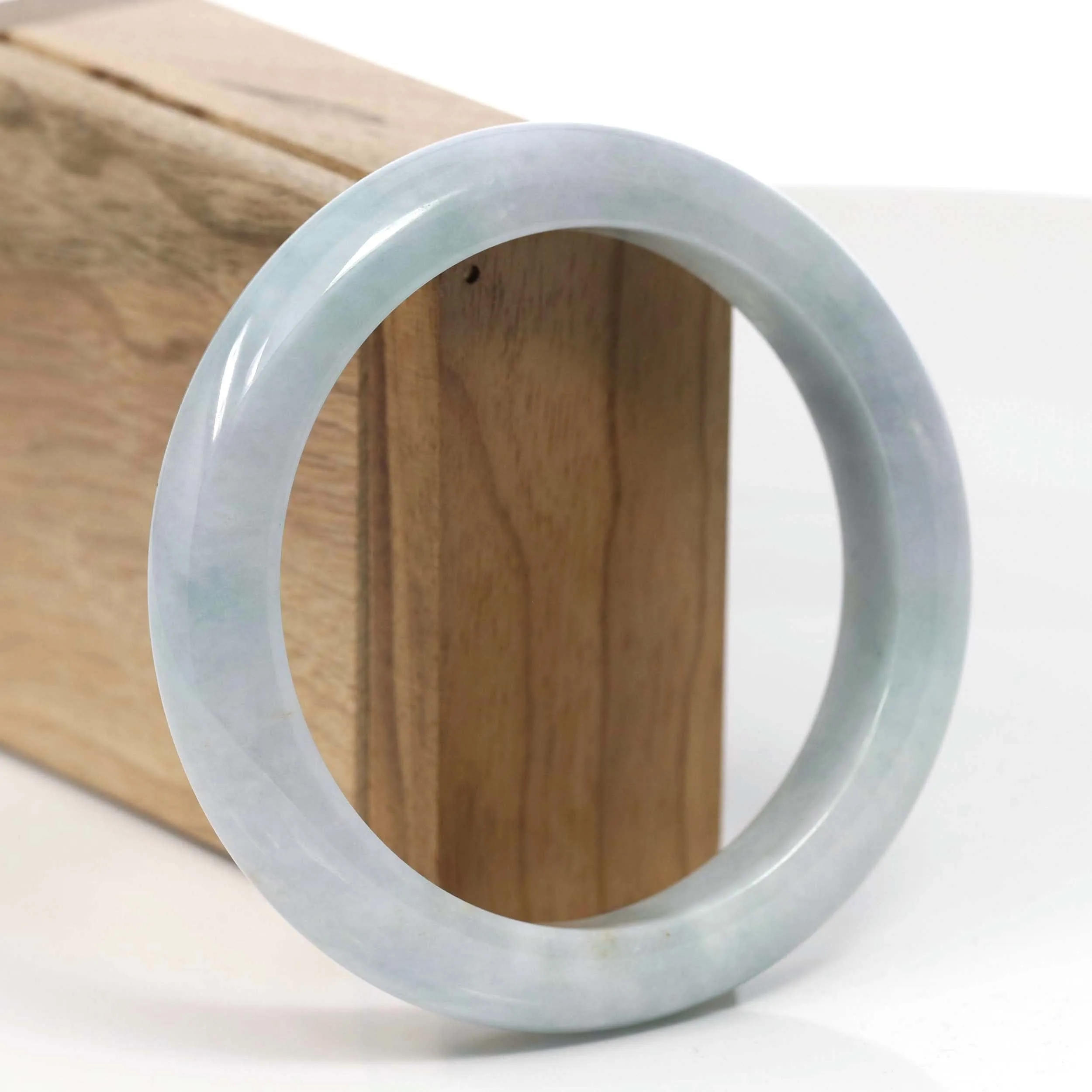 Natural Lavender-Green Burmese Jadeite Jade Bangle (60.70 mm )#T059