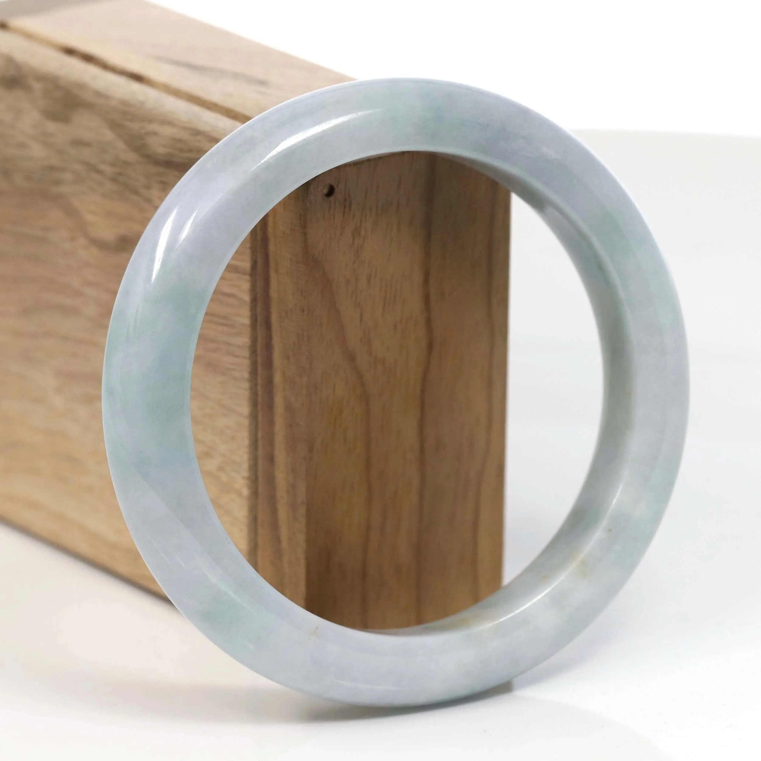 Natural Lavender-Green Burmese Jadeite Jade Bangle (60.70 mm )#T059