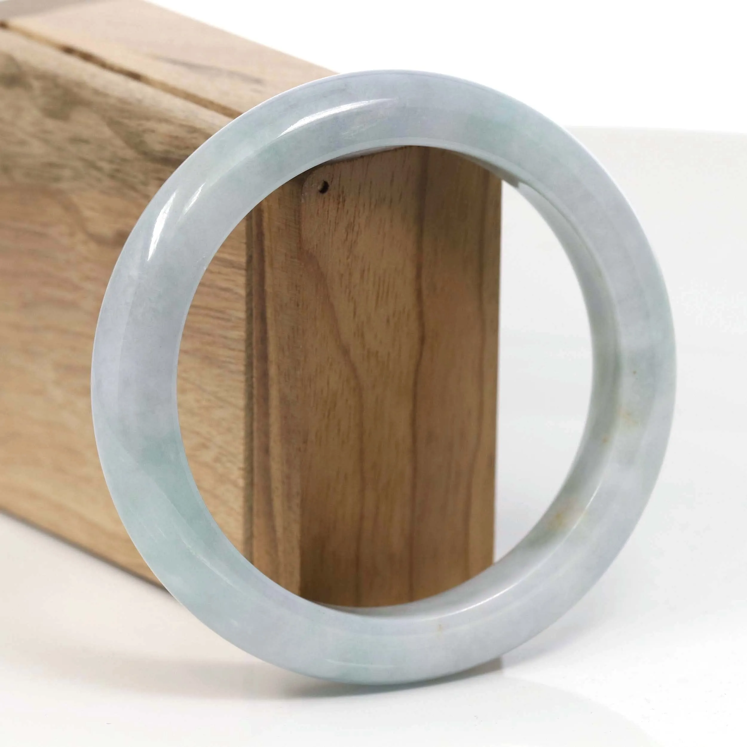 Natural Lavender-Green Burmese Jadeite Jade Bangle (60.70 mm )#T059