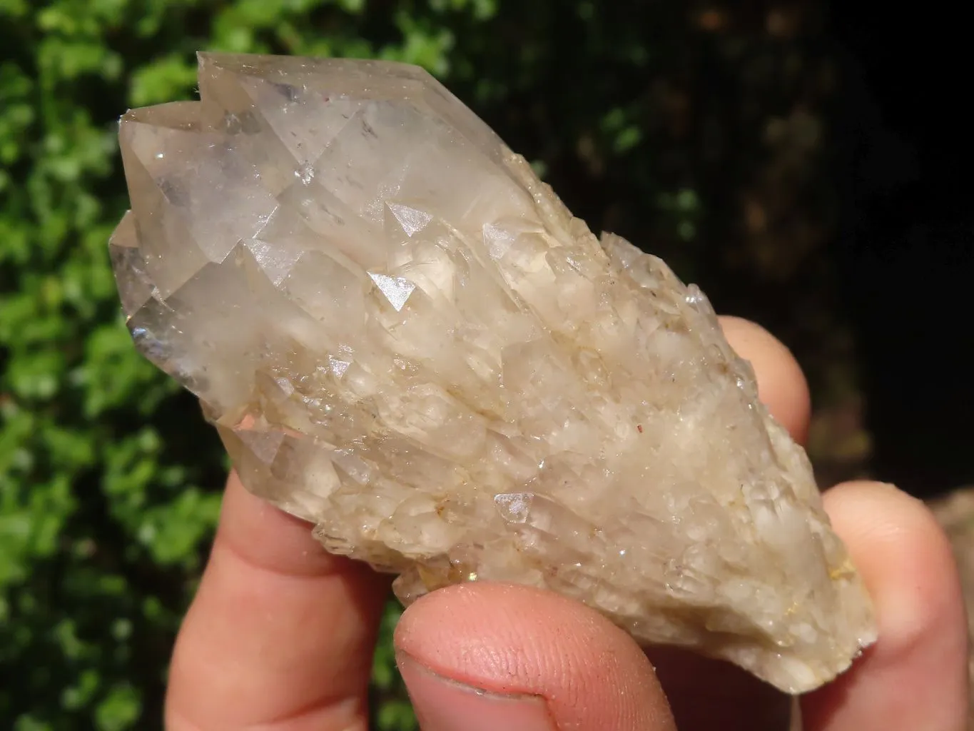 Natural White Phantom Cascading Smokey Quartz Clusters x 7 From Luena, Congo