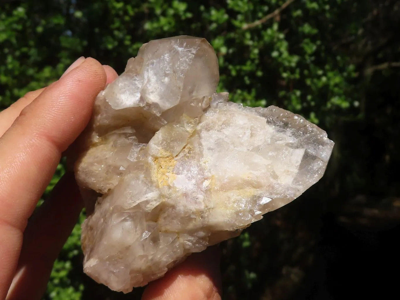 Natural White Phantom Cascading Smokey Quartz Clusters x 7 From Luena, Congo