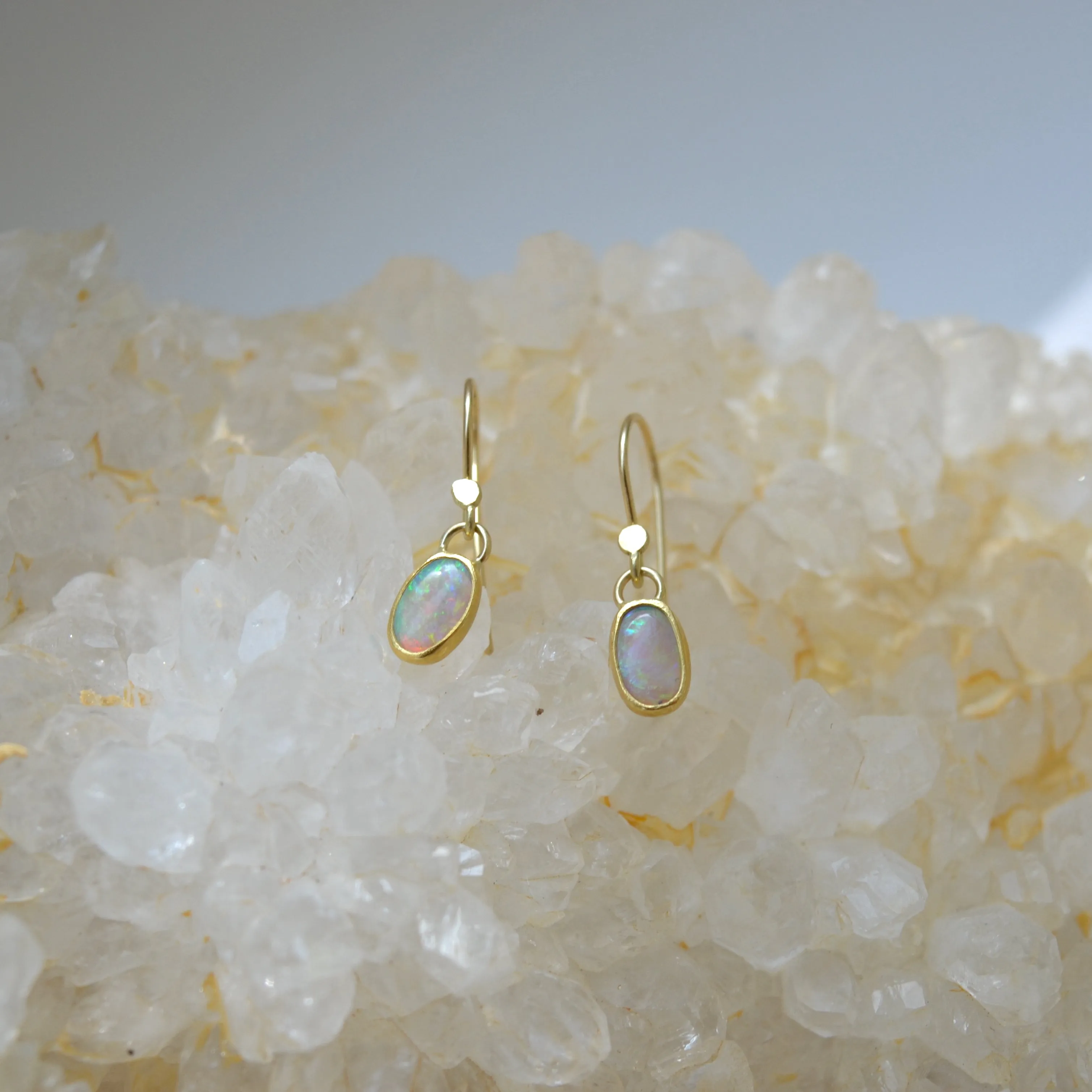 Oval Opal Drop Earrings
