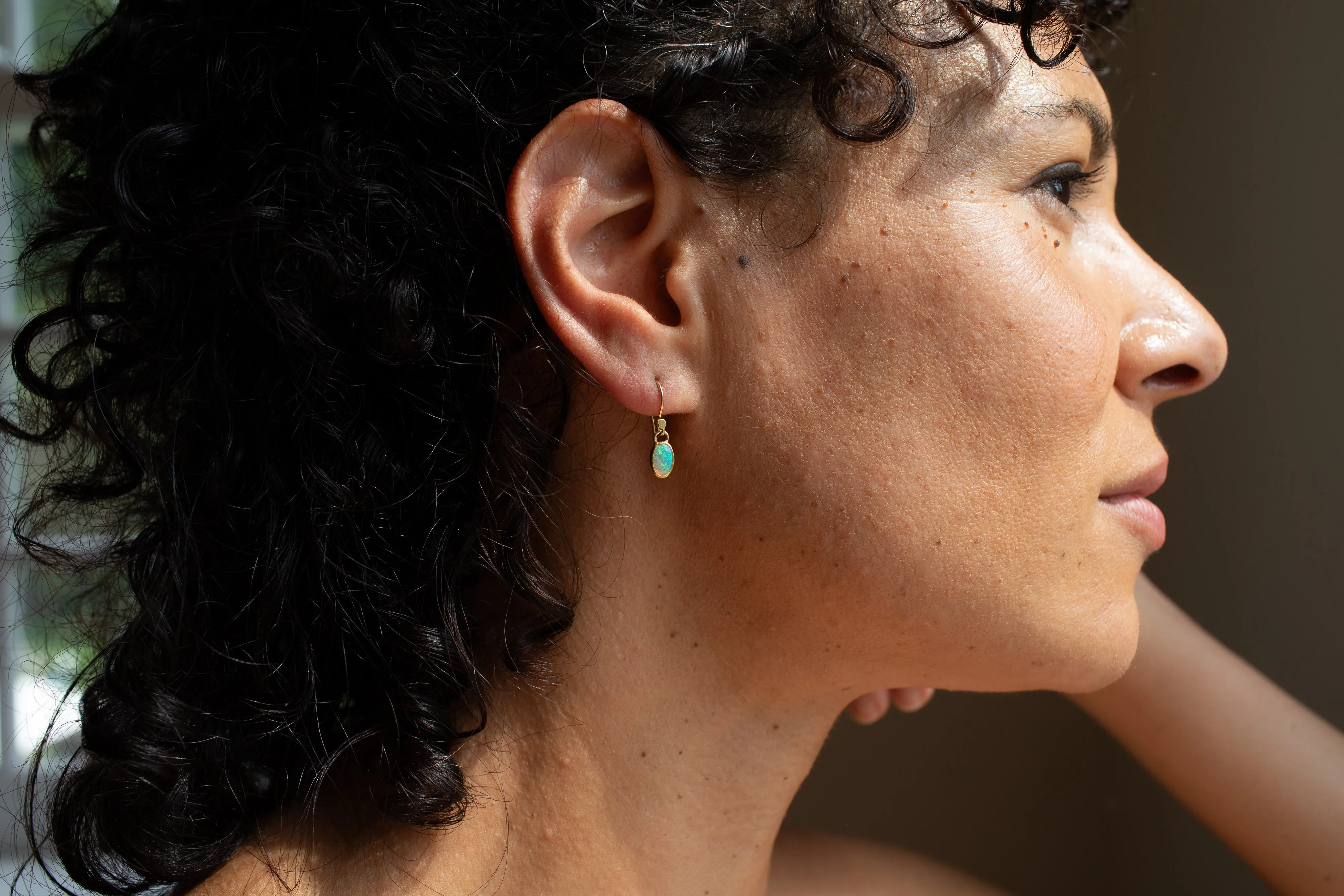 Oval Opal Drop Earrings
