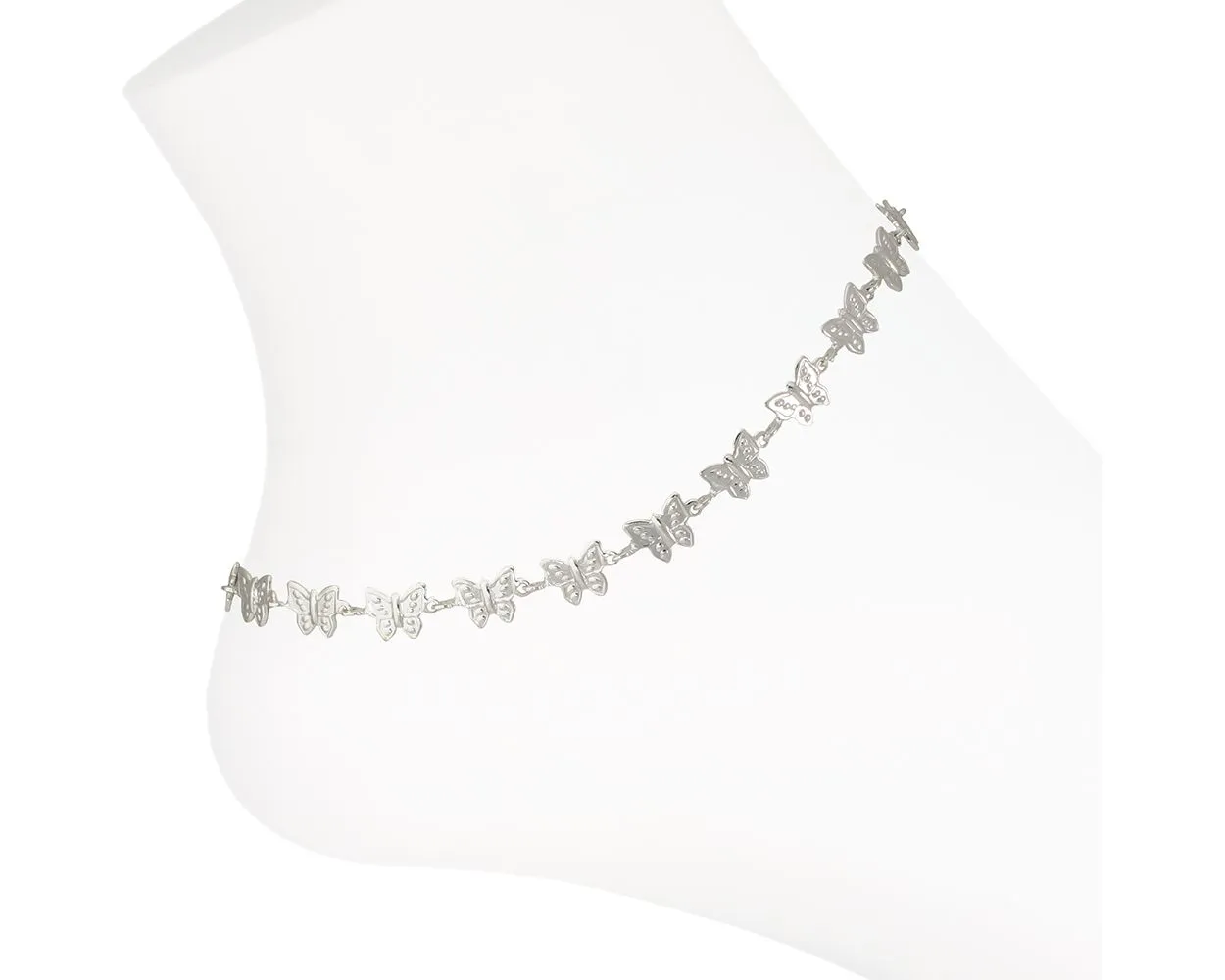 Periwinkle anklet silver butterflies