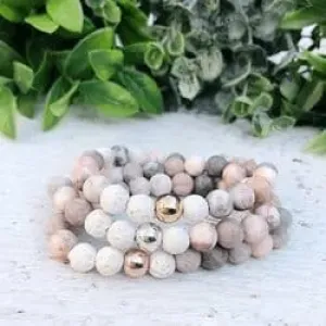 Pink Jasper Natural stone beaded lava bracelet
