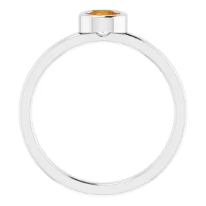 Platinum 4.5 mm Natural Citrine Ring