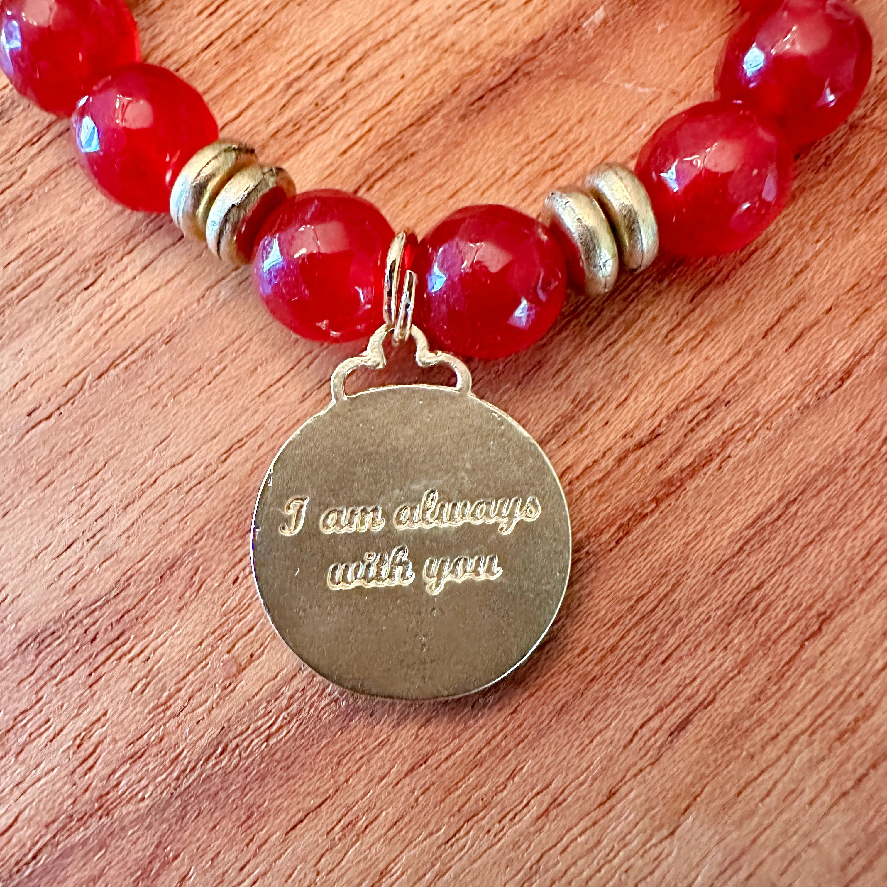 Powerbeads by jen Petites Cardinal on Faceted Red Jade Bracelet