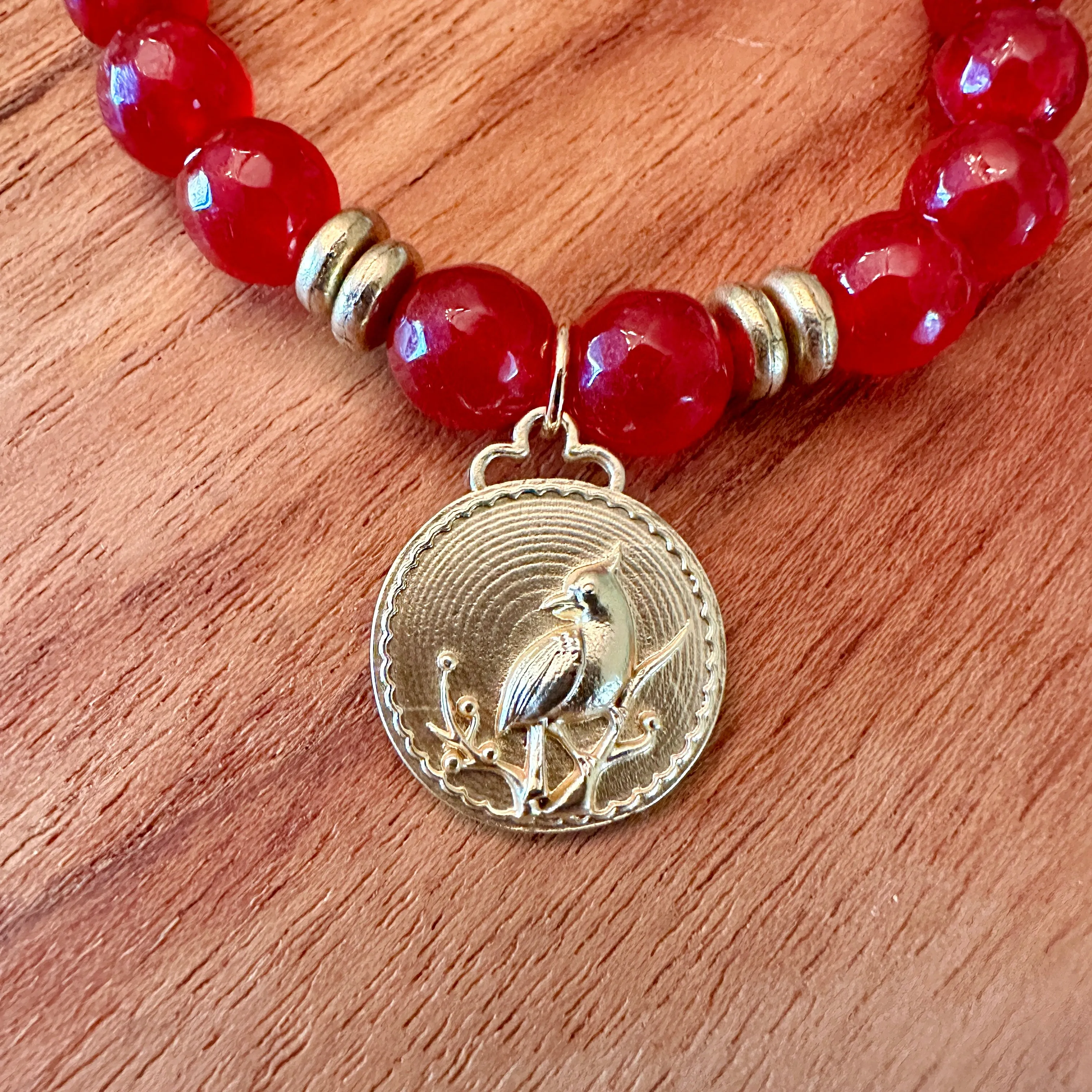 Powerbeads by jen Petites Cardinal on Faceted Red Jade Bracelet