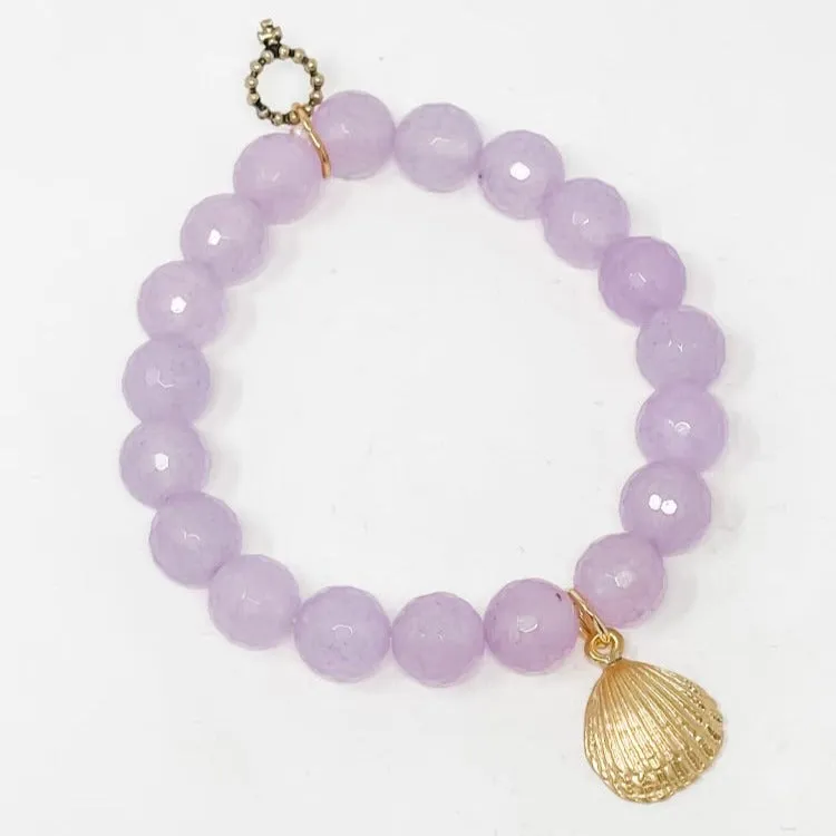 PowerBeads by jen Petites Lavender Jade with Shell Charm